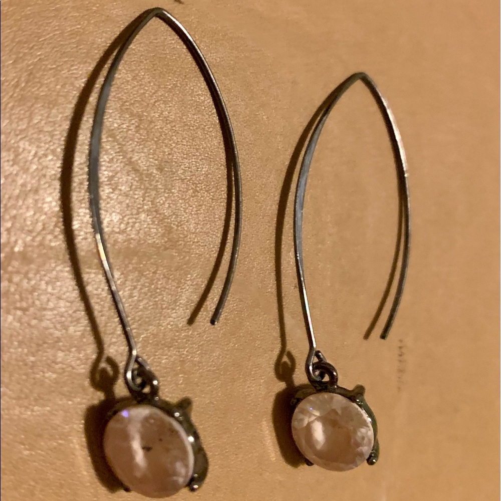 Pink stone drop earrings
